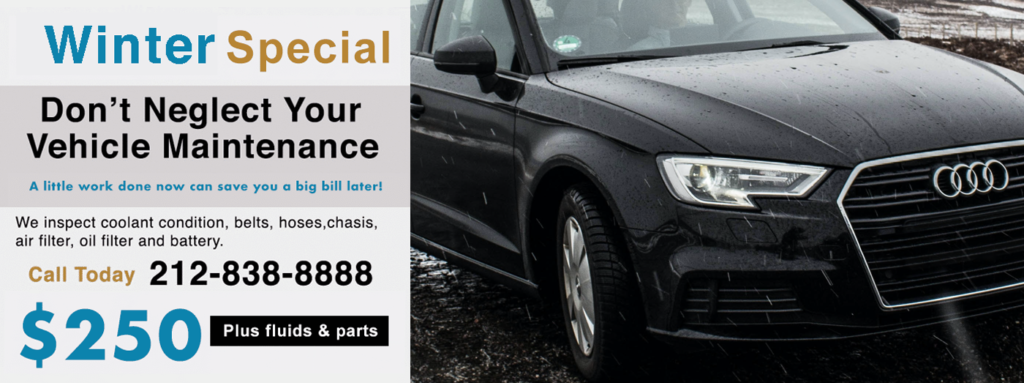 Special savings offer on Audi scheduled maintenance and service in NYC, Manhattan and the tristate area. We are the #1 dealer alternative for Audi service, maintenance and repairs in NYC, Manhattan. 